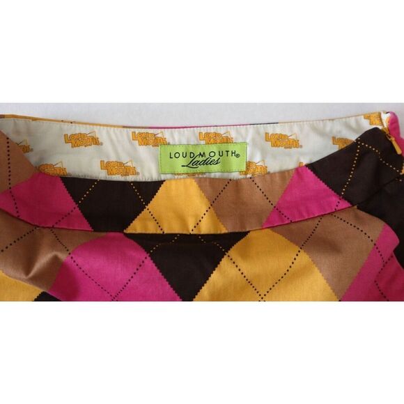 LoudMouth Golf Women’s Sz 4 Multicolor Argyle Pattern Golf Skort Skirt - Picture 4 of 7